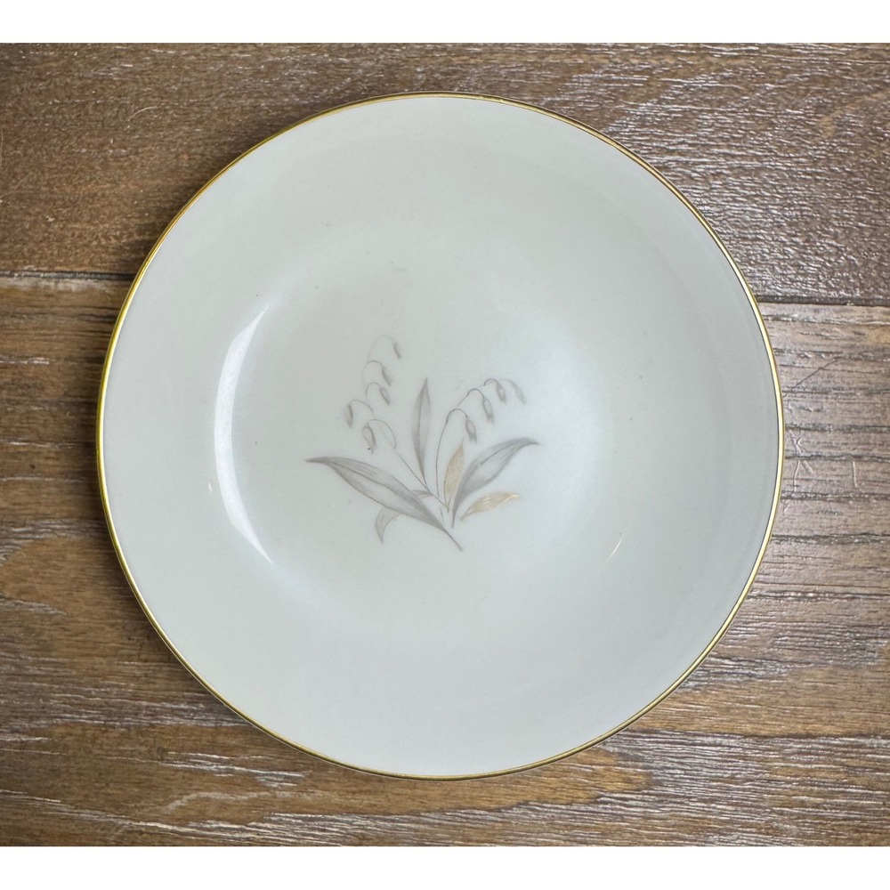 Kaysons Golden Rhapsody Fine China Small Bowl Saucer 1961 Japan Lily of Valley